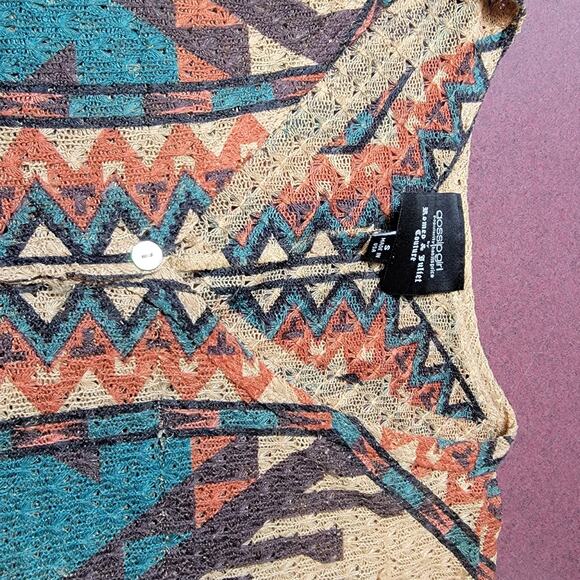 Western Aztec Native American Cropped Tunic Shirt Womens S Gossip Girl Cowgirl - Picture 5 of 11